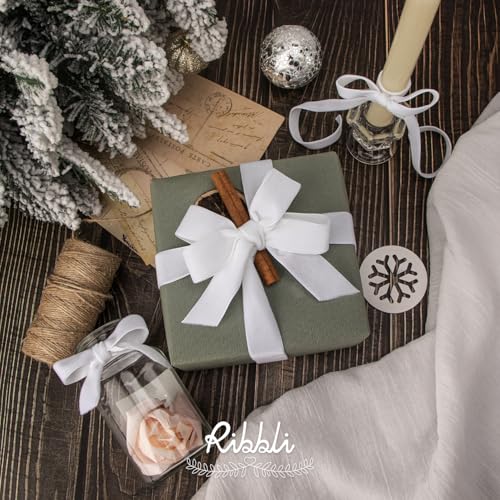 image for Ribbli Polyester White Velvet Ribbon,1 Inches Continuous10-Yard Spool,