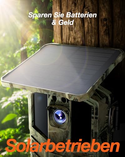 iZEEKER Solar Wildkamera 4K 64MP mit Handyübertragung App, WLAN & Bluetooth Wildtierkamera mit Bewegungsmelder Nachtsicht, Solar Tierkamera mit 5200mAh Akku, IP66, 0.1s Auslösezeit, inkl 32GB SD Karte