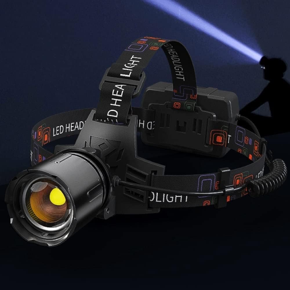 Lampa czołowa LED, mocny knot z czterema rdzeniami, zoom teleskopowy SLR, zasięg napromieniowania 300 m, dla dorosłych i dzieci, sprzęt turystyczny i kempingowy ls