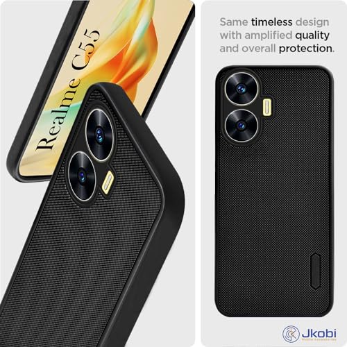 Image of Jkobi Back Cover Case for Realme C55 (Textured Grip Design | Camera Protection | Slim and Light Weight | Soft Touch and Feel | Black)