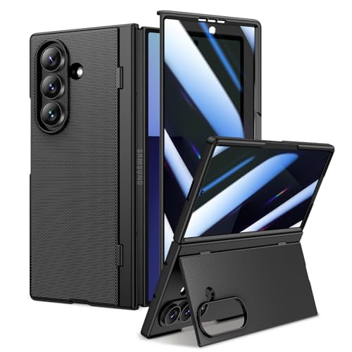 Doeshine for Samsung Galaxy Z Fold 7 Case with Anti-Peep Screen Protector & Hidden Kickstand Wireless Charging Slim Fit Stylish Texture Non-Slip Hard Shockproof Protective Cover (Anti-Peep Black)
