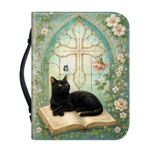 PU Leather Bible Cover Case for Women, Large Bible Bag, Handle & Pen Slots