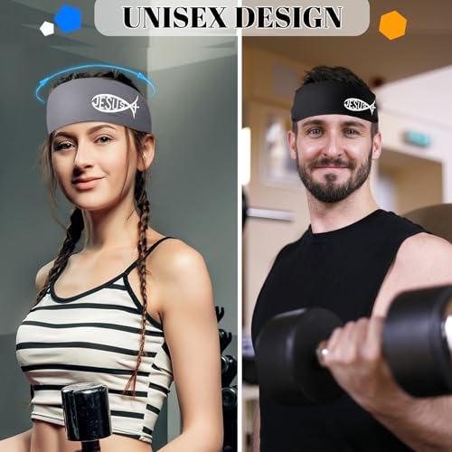 Image of 3pcs Sweat Bands Headbands Men Sweatbands Headbands for Women Christian CrossSports Running