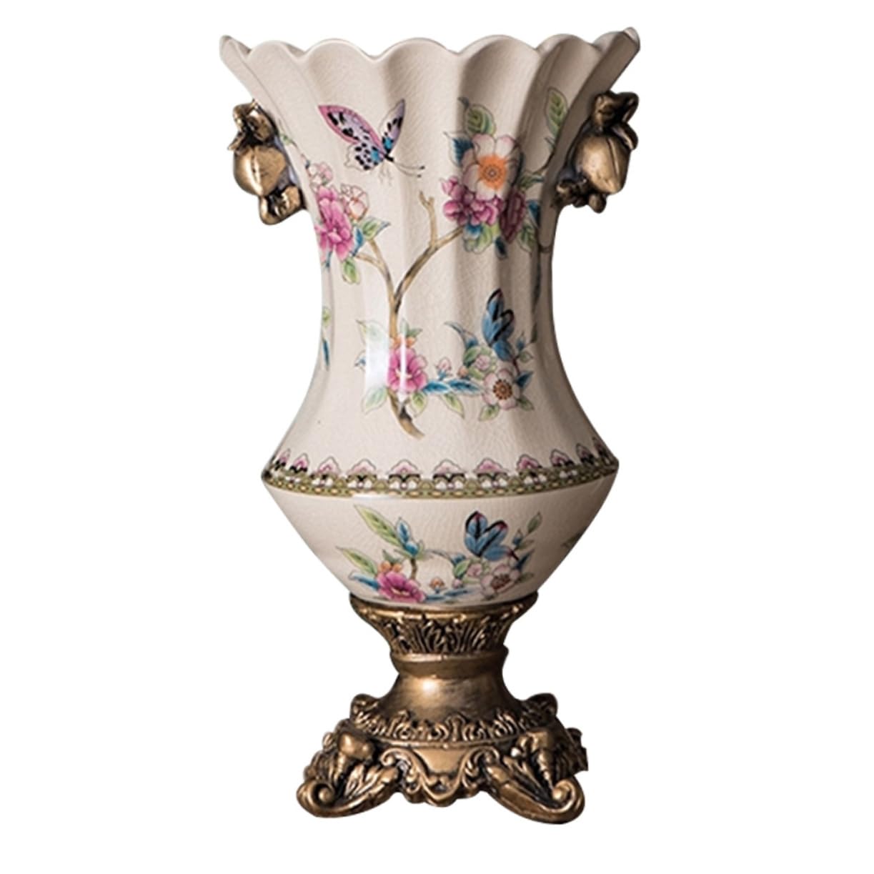 Retro Keramik Blumenvase für Trockenblumen, Weiß, Schlicht