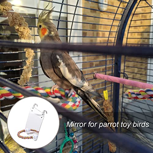 Parrot Perch Bird Mirror Cage Swing Parrot Toys with Rope for Parakeet Cockatoo Cockatiel Conure Lovebirds Finch Canaries - Image 5