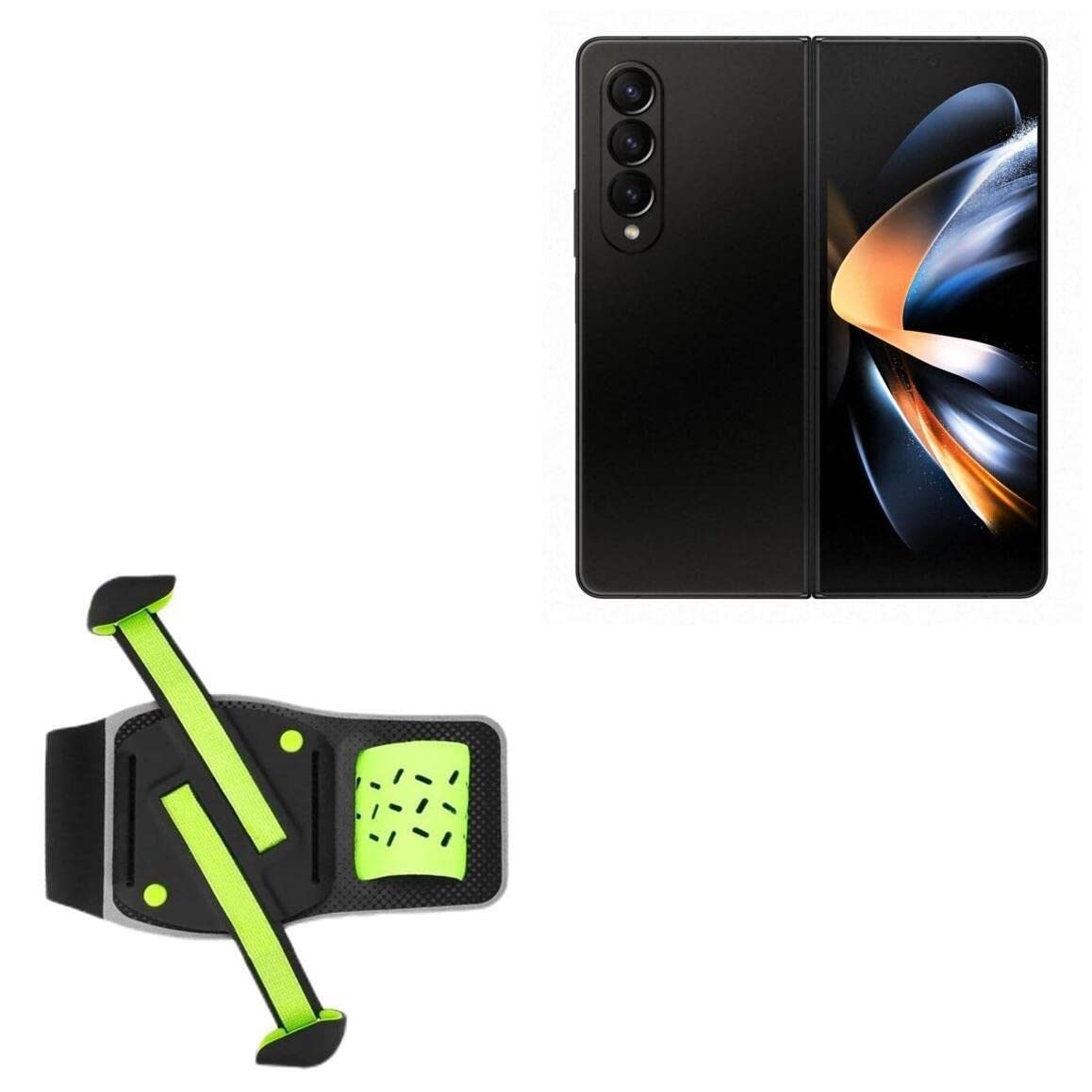 BoxWave Holster Compatible with Samsung Galaxy Z Fold 4 - FlexSport Armband, Adjustable Armband for Workout and Running - Stark Green