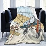 IUBBKI Fleecedecke Vintage Flugzeug Muster Tagesdecke Leichte Couchdecke Neuheit Reisedecken Für Wohnzimmer Outdoor Reisen