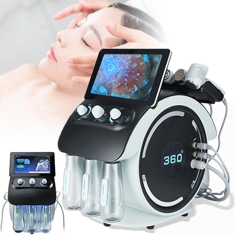 6-in-1 Deep Cleansing Facial Machine W/ 6 Working Head, Hydrodermabrasion Beauty Machine, Removes Blackheads And Smoothes Fine Lines, Leaving Skin Delicate And Smooth Blue