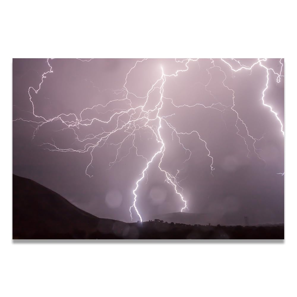VHdfgTY LightningMountain Landscape Canvas Wall Art Nature Scenery Wall Decor for Home 20x30cm Unframed