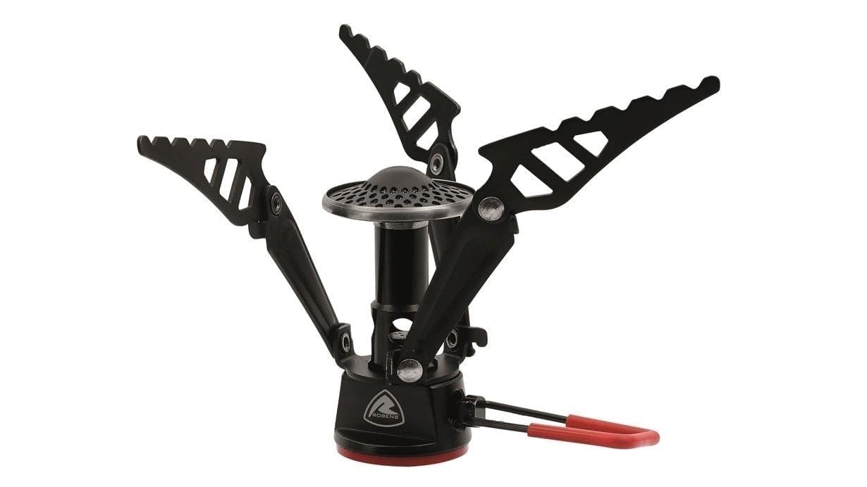 Robens Firefly Gaskocher | Hartschalen-Behälter inklusive, Direkt an Gaskartusche befestigbar, Leicht und kompakt, Klappbarer Topfständer