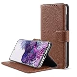 Melkco Wallet Book Series Lai Chee Pattern プレミアムレザーカバーケース Samsung Galaxy S20 Ultra - ウォレットブック クリアタイプスタンド - ブラウン