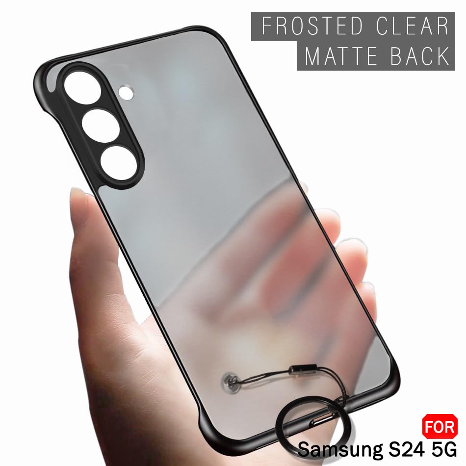 Image of TheGiftKart Hybrid Ultimate Slim Back Case Cover for Samsung Galaxy S24 5G | Camera & Screen Protection | Frosted Matte Translucent Hard Back Case Cover for Samsung S24 5G (PC & TPU, Black Bumper)