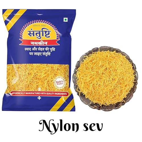 Image of SANTUSHTI NAMKEEN Nylon Fiki Sev 200 g | Mild, Non-Spicy, Salted Snack | Made in Groundnut Oil | Perfect for Chaat, Poha, Sev Puri, Dahi Puri, Garnishing & Homemade Recipes | Light & Crispy Namkeen
