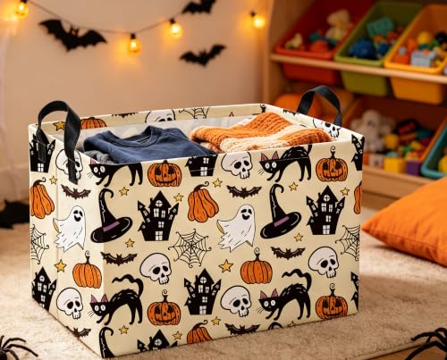 Image of Rectangle Kids Baskets Halloween Basket Cute Storage Bin for Room Decor Gift Basket(Horror Halloween)