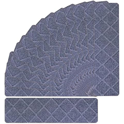 Ray-Velocity 15pcs Anti-Slip Stair Tread Pads Carpet Mats Cover Mat, Stair Treads 76cm x 20.3cm Non-Slip Indoor Stair Runners for Wooden Steps, Removable Washable Step Pads for Kids Elders Dogs Cover