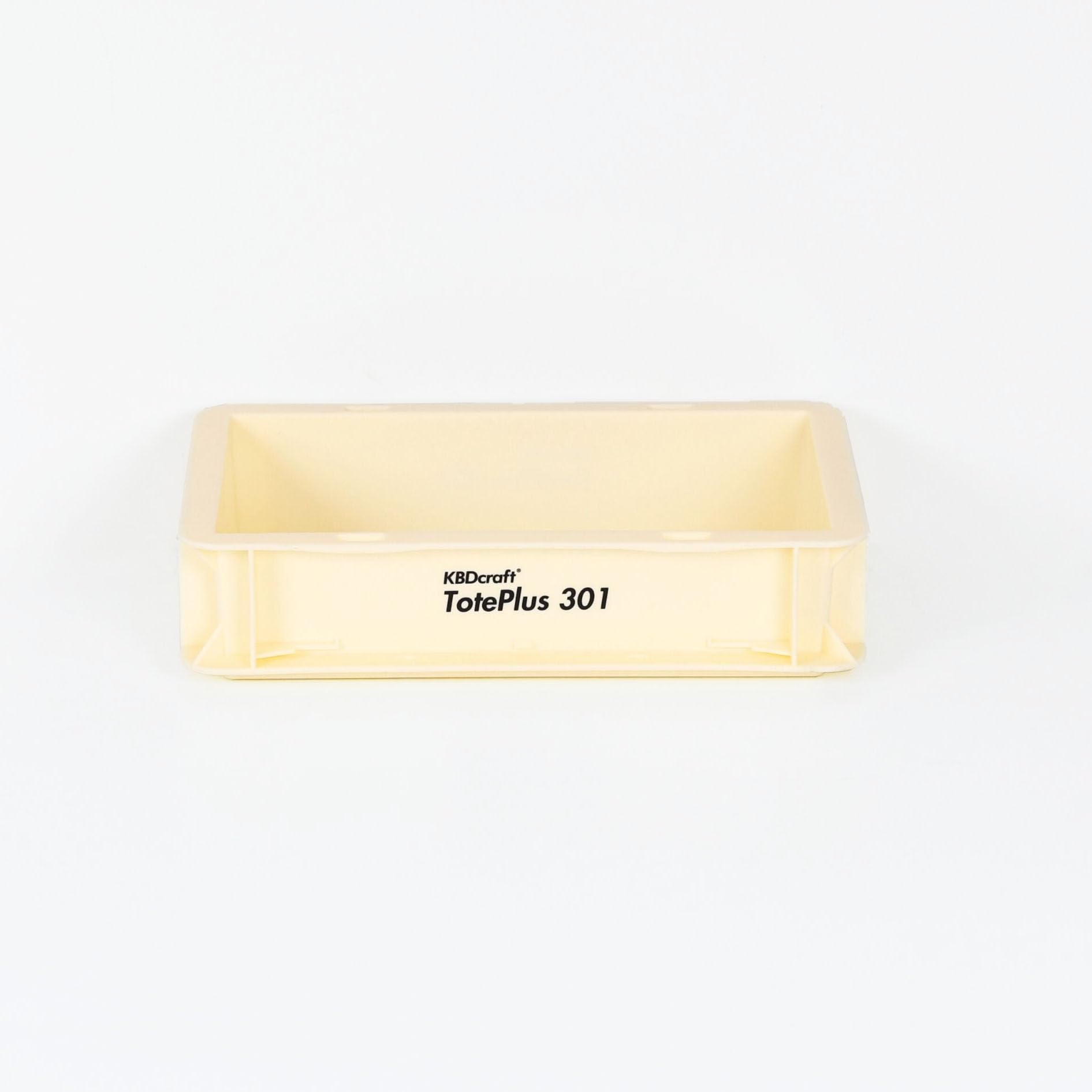 KBDcraft Stackable Storage Bin - Heavy-Duty Plastic Organizer Box and Tray with Straight Walls, small plastic bin totes for storage, 12"x8"x3", 0.5Gal, Cream, 1 Pack
