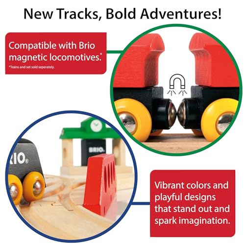 brio world expansion pack intermediate - works with all brio train sets - fsc-certified 16-piece wooden train tracks with switches - grow existing systems and create railway empires - kids ages 3 amp up