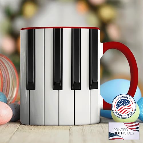 Taza de cerámica con diseño de piano 11oz miniatura 3