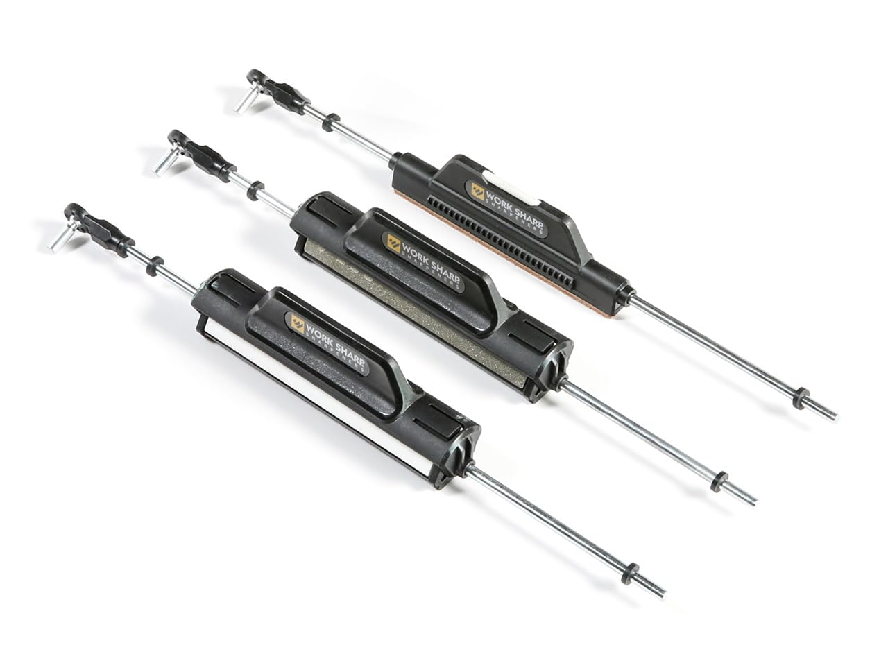 WORK SHARP™® Precision Adjust Upgrade Kit - Schleif-Steine für manuellen Profi Messerschärfer mit Winkel-Führung 1x Körnung 220, 320, 400, 1x Körnung 600, 800 & Keramik, 1x Leder & Keramikstab