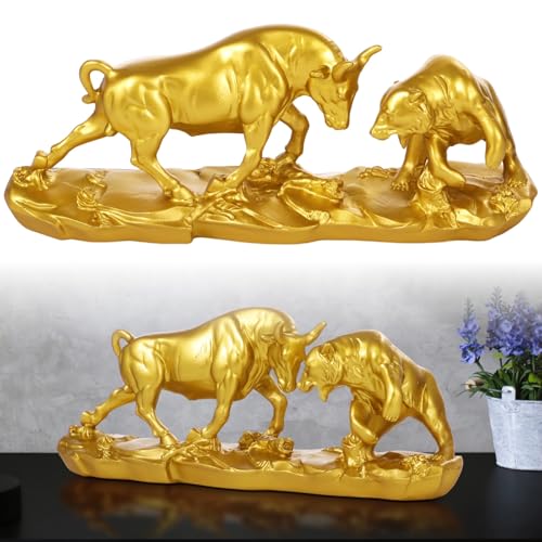 Figuras Toro y Oso de Wall Street de 4.5 Pulgadas Doradas miniatura 2
