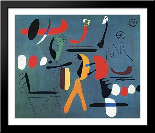 Painting 34x28 Large Black Wood Framed Print Art by Joan Miro