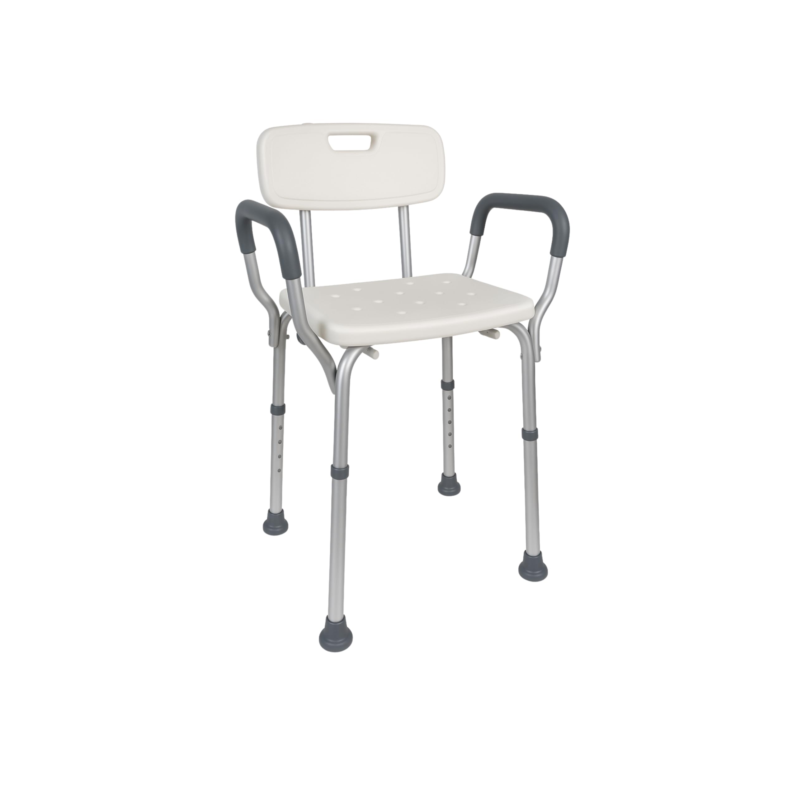 Mobiclinic, Chaise de Douche, Siège, Léger, Puerto, Aide à la Toilette, Réglable en Hauteur, Máx. 100 Kg, Dossier et Accoudoirs, Blanc