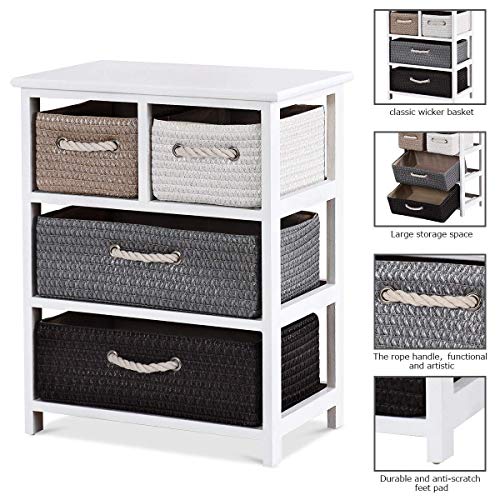 Giantex Nightstands Wooden End Table W/Knitted Drawers Bedside Table Storage Organizer For Living Room Bedroom Bathroom Side Table (Four Drawers End Table) #TOP5