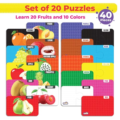 Image of My Starter Jigsaw Puzzle - Fruits & Colors| 2-Piece Puzzle for Kids Age 2,3,& 4 yrs| Montessori Educational Toy Set of 20 Puzzle, 40 Big Pieces| Return & Birthday Gift for Boys & Girls