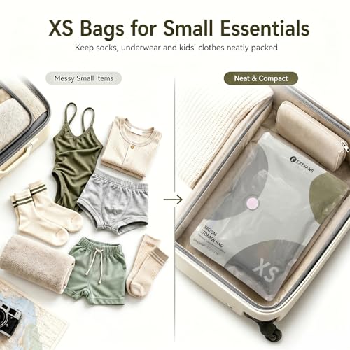 15 Pack Travel Vacuum Bags with Electric Pump: 4 Size Vacuum Storage Bags by EXTFANS - Used condition - Image 6