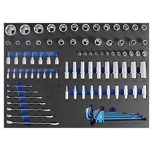 BGS 4020 | Werkstattwageneinlage 3/3: Steckschlüssel / Maul-Ringschlüssel | Zollgrößen | 90-tlg