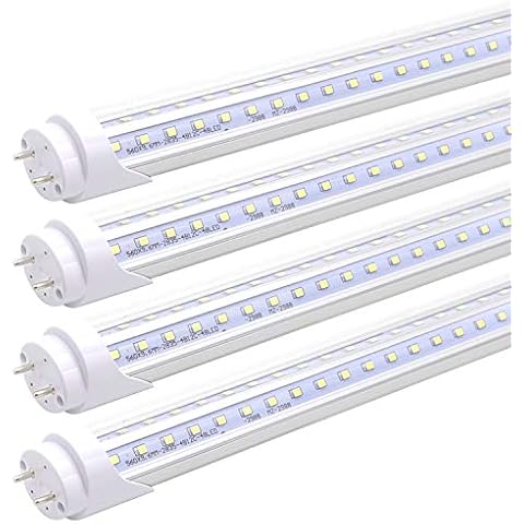 KALINA 2FT LED Tube Lights, 15W(30W Fluorescent Bulb Replacement) V Shaped, 6000K Cool White, Ballast Bypass, Clear Cover, 4-Pack Cover
