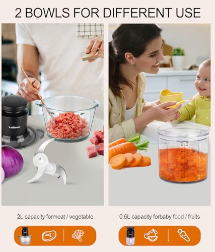 Food-Processor-400W-Electric-Food-Chopper-with-2-Glass-Bowls-8-Cup25-Cup-Meat-Grinder-with-2-Sets-Stainless-Steel-Blades-for-Baby-FoodMeat-Vegetables-Fruits-Nuts Food Processor 400W Electric Food Chopper with 2 Glass Bowls 8 Cup25 Cup Meat Grinder with 2 Sets Stainless Steel Blades for Baby FoodMeat Vegetables Fruits Nuts