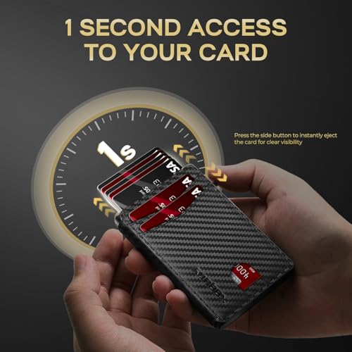 Slim Card Wallet for Men with ID Window – Minimalist RFID Wallet, Pop-Up Function, Ultra Thin Design, Metal Business Card Case Holds 8+ Cards, Gifts for Men, Men's Accessories3