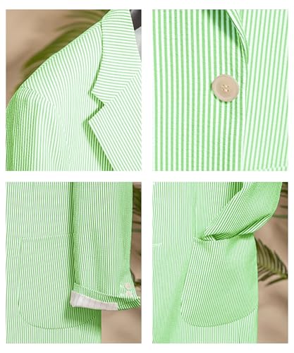 Men's 2 Pieces Seersucker Suit Lightweight Slim Fit Summer Beach Wedding Suit Blazer & Shorts for Men4