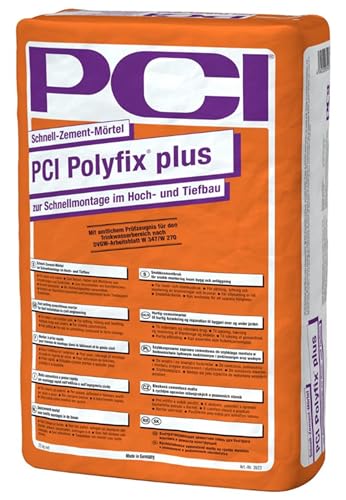 PCI Polyfix Plus - Mortero de cemento rápido (42 x 25 kg, montaje rápido en construcción y construcción civil, mortero de corteza hueca)