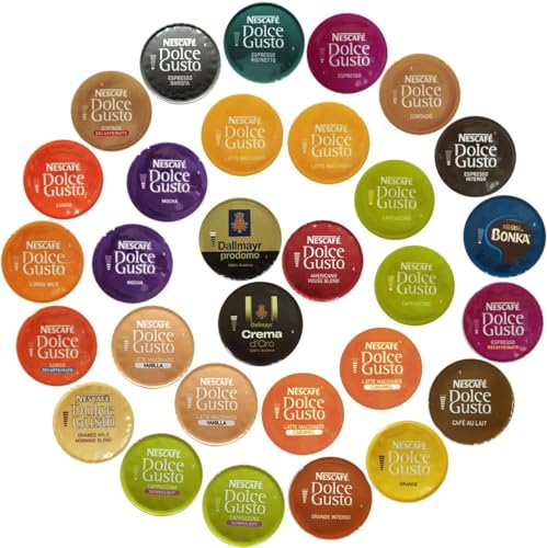 Compatible with Dolce Gusto Machines 42 Coffee Pods Flavour Variety Pack, Taster Pack, 42 Pods (Coffee, Milk Pods Included)