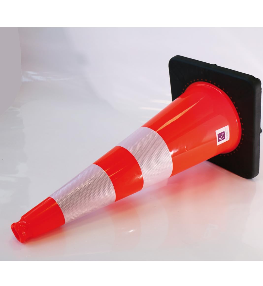 AUA SIGNALETIQUE - Cône De Signalisation Réfléchissant Classe 2 - Hauteur 75 cm - Base Noire Lestée 3,2 Kg - Cône de sécurité Chantier K5A (1)