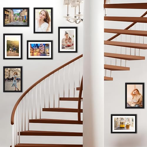 Jokisa 4 Stück Bilderrahmen Din A4, Bilderrahmen 21x30 Schwarz mit Plexiglas, Bilderrahmen für Fotos, Bilder, Poster (Schwarz)