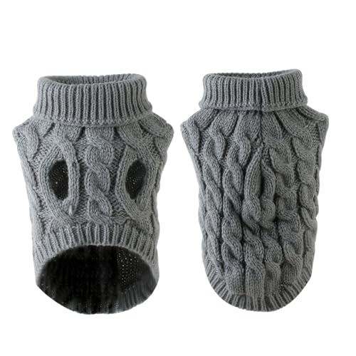 Veesper Suéteres para cães pequenos, suéteres de malha de gola rolê para cães pequenos, suéter elást