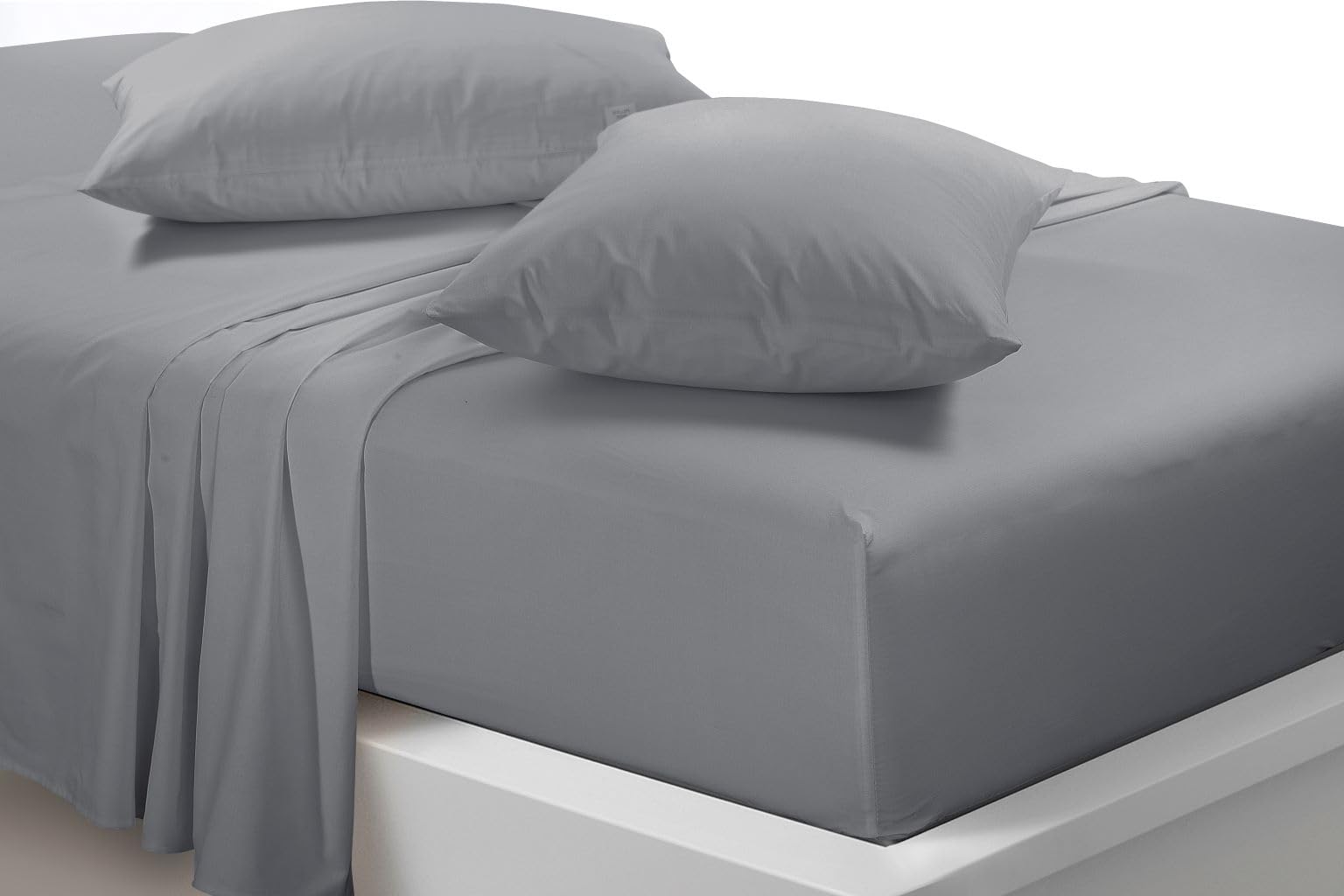 Super Soft Brushed Microfibre Flat Sheet - Breathable Hypoallergenic Top Sheet - Anti Wrinkle, Shrink and Fade Resistant - Flat Sheet (Grey, Single)