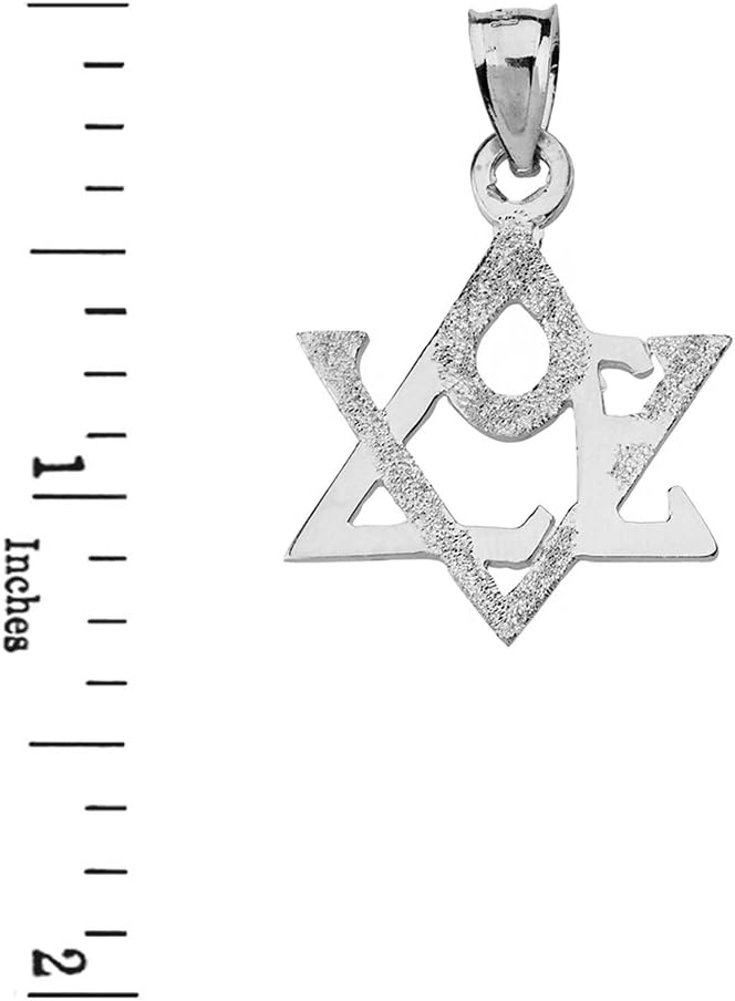 Textured 925 Sterling Silver Love Star of David Pendant Necklace - Image 2