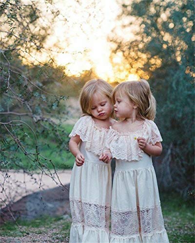 Fioukiay Toddler Girl-Wedding-Princess-Maxi-Dress Boho Off Shoulder Lace Ruffle Dress Gowns Holiday Dresses (Off White/Beige, 2/3T) #TOP3