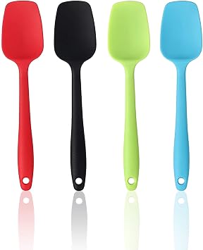 Silicone Spatula Set, Rubber Spoon Spatula for Baking, Heat Resistant Cooking Utensil, Flexible Silicone Spoon Baking Mixing Tool Cooking Gadget 4-Piece