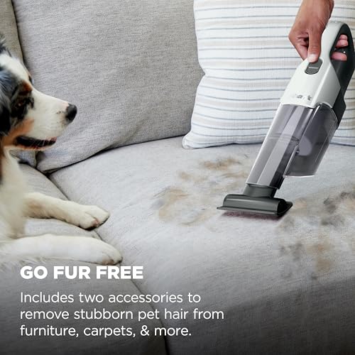 Image of Shark Cyclone PET Handheld Vacuum with, HyperVelocity Suction, Powerful Pet Hair Pickup, Lightweight, XL Dust Cup, Including Upholstery Tool, 8 inch Crevice Tool, Scrubbing Brush, Pearl White, AA701