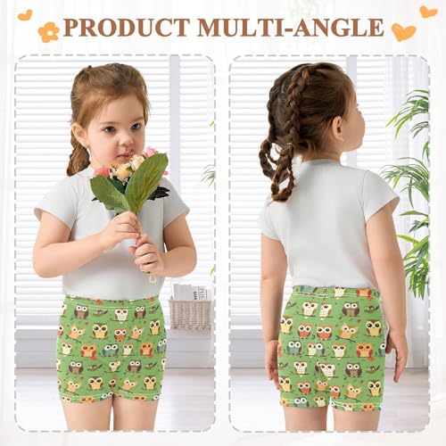Girls' Shorts Soft Summer Soft Boxers Short Owl Green Leggings Dance Bottoms4