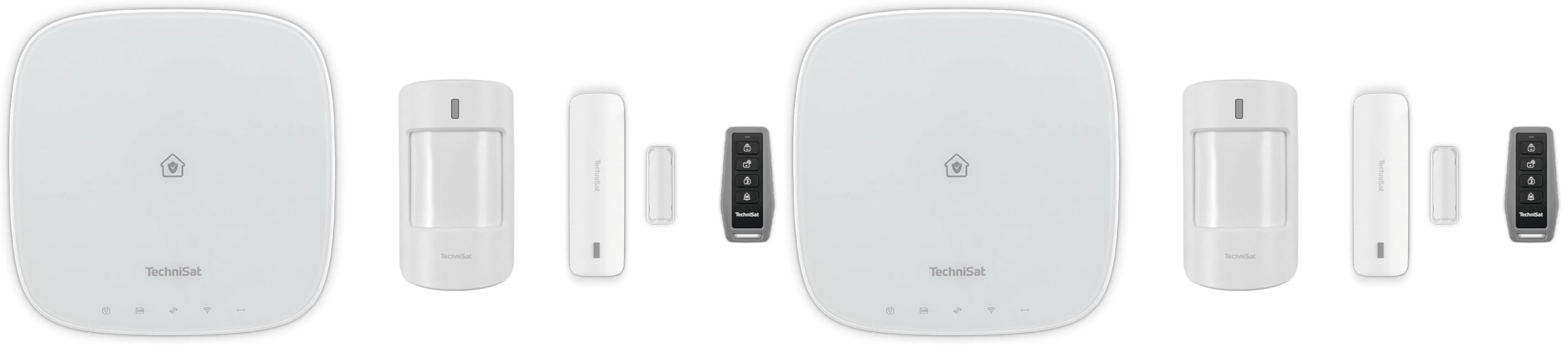 TechniSat TECHNISMART Startpaket - Alarmierungssystem bestehend aus Zentraleinheit, Bewegungsmelder, Tür-/Fensterkontakt und Fernbedienung (Backup-Akku, einfache Installation, Server in Deutschland)