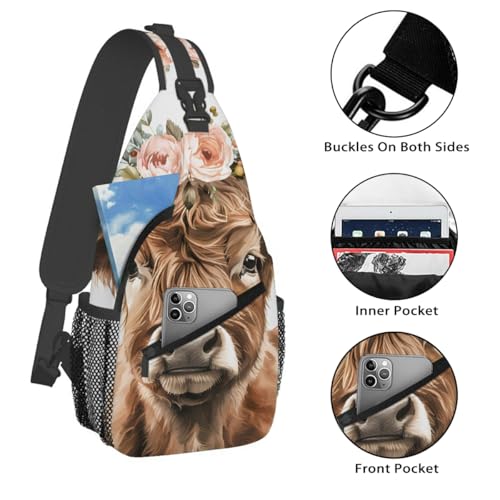 Bolso Sling Highland Cow para Hombre y Mujer Ajustable miniatura 3