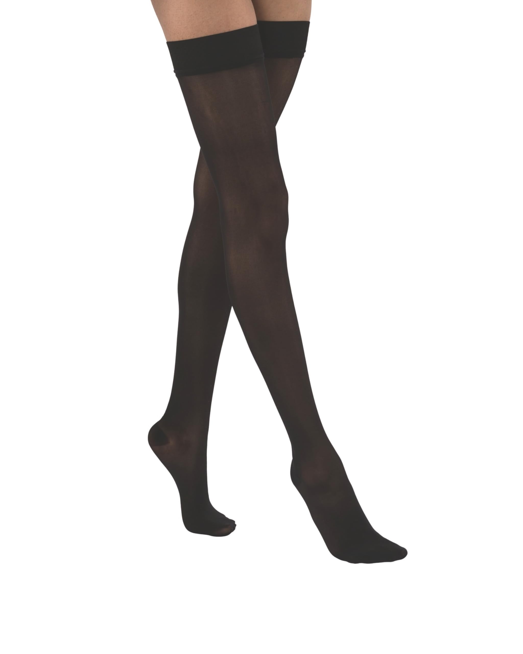 jobst ultrasheer thigh high with sensitive top band, 15-20 mmhg compression stockings, closed toe, x-large, classic black