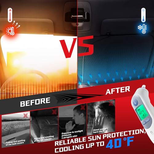 Fonowka Windshield Sun Shade for Honda CRV 2023 2024 2025 2026 CR-V SUV Foldable Sun Sunshade for Car Front Window Blocks UV Rays and Heat Automotive Interior Protector Custom Fit Accessories by Fonowka - Image 4