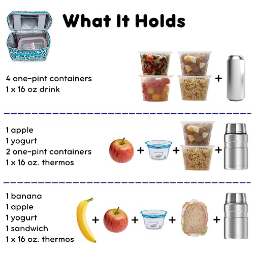 Image of J World Corey Kids Lunch Bag. Insulated Lunch-Box for Girls, Women, Mint Leopard